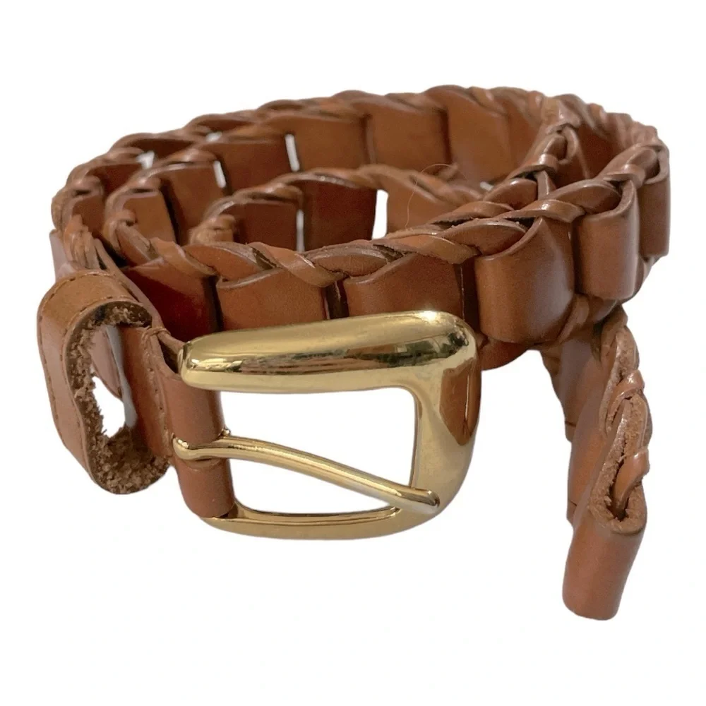 Chain Link Woven, Genuine Leather Belt, size S/M